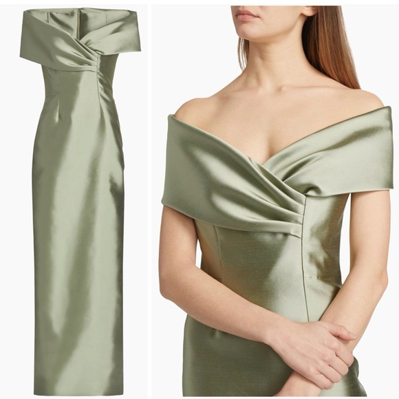Catherine Regehr Margaret Silk Radzimir Gown Trumpet Maxi Dress In Sage Green